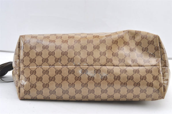 Authentic GUCCI GG Crystal Bamboo Tote Bag GG PVC Leather 354665 Brown 1447K