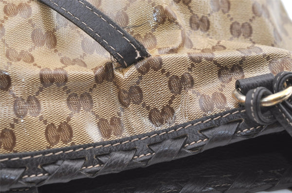 Authentic GUCCI GG Crystal Bamboo Tote Bag GG PVC Leather 354665 Brown 1447K