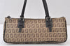 Authentic FENDI Zucchino Shoulder Hand Bag Purse Canvas Leather Brown 1449K