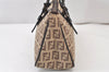 Authentic FENDI Zucchino Shoulder Hand Bag Purse Canvas Leather Brown 1449K