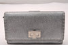 Authentic FENDI Selleria Vintage Long Wallet Purse Leather Silver 1450J