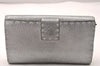 Authentic FENDI Selleria Vintage Long Wallet Purse Leather Silver 1450J