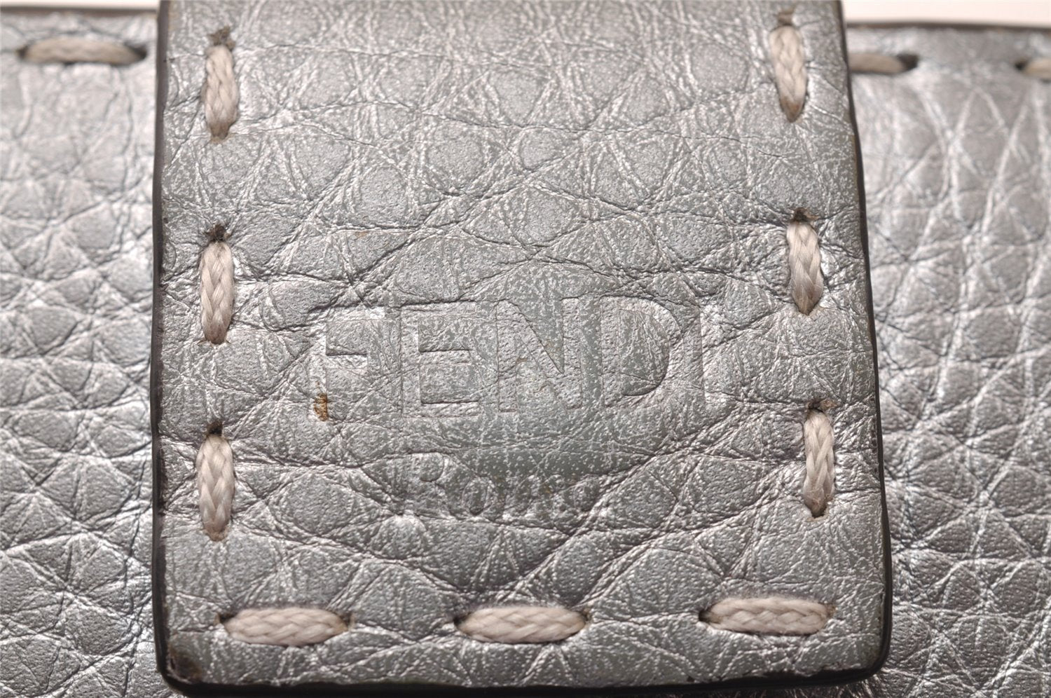 Authentic FENDI Selleria Vintage Long Wallet Purse Leather Silver 1450J