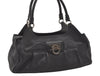 Authentic Salvatore Ferragamo Gancini Leather Shoulder Hand Bag Black 1451J