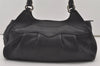 Authentic Salvatore Ferragamo Gancini Leather Shoulder Hand Bag Black 1451J