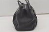 Authentic Salvatore Ferragamo Gancini Leather Shoulder Hand Bag Black 1451J