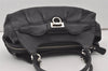 Authentic Salvatore Ferragamo Gancini Leather Shoulder Hand Bag Black 1451J