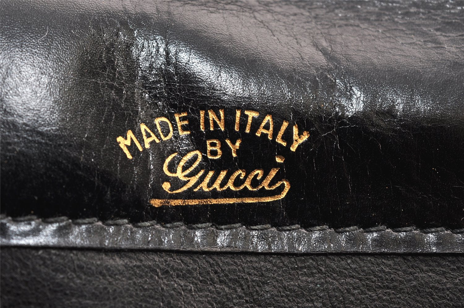 Authentic GUCCI Vintage Shoulder Hand Bag Purse Leather Black Junk 1451K