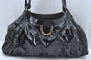 Authentic GUCCI Vintage Abbey Shoulder Tote Bag Enamel 189835 Black 1453J