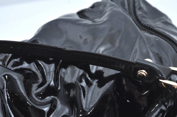 Authentic GUCCI Vintage Abbey Shoulder Tote Bag Enamel 189835 Black 1453J