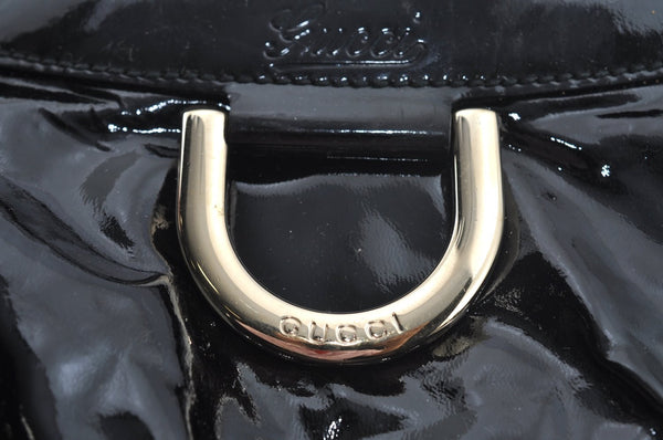 Authentic GUCCI Vintage Abbey Shoulder Tote Bag Enamel 189835 Black 1453J