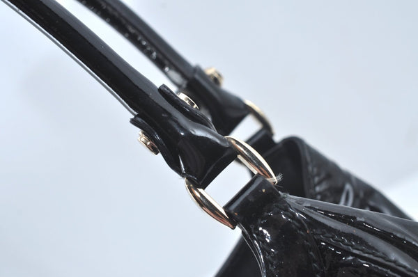 Authentic GUCCI Vintage Abbey Shoulder Tote Bag Enamel 189835 Black 1453J
