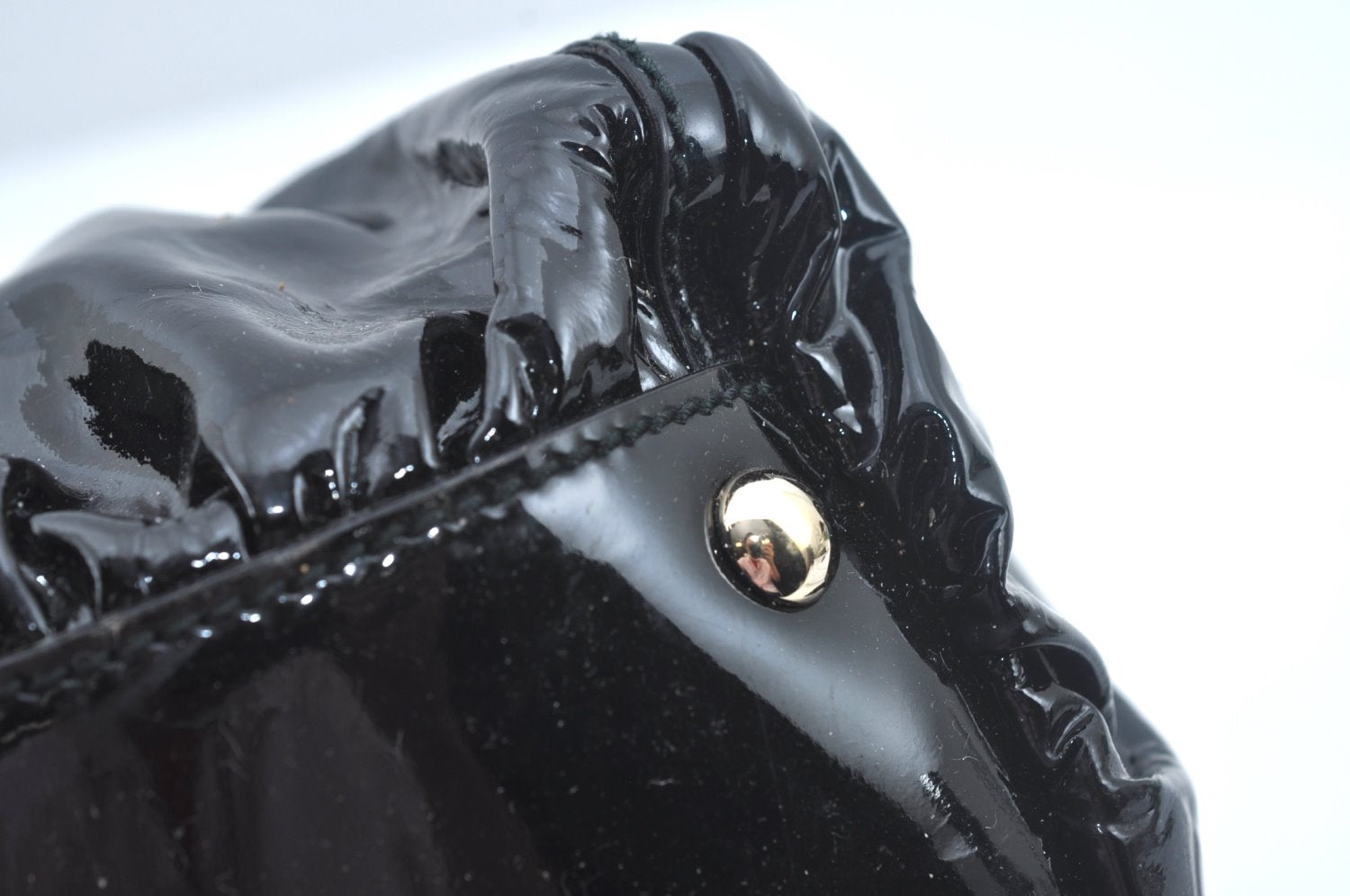 Authentic GUCCI Vintage Abbey Shoulder Tote Bag Enamel 189835 Black 1453J