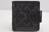 Authentic CHANEL Calf Skin Cambon Line CC Logo Bifold Wallet Purse Black 1453K