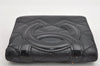 Authentic CHANEL Calf Skin Cambon Line CC Logo Bifold Wallet Purse Black 1453K