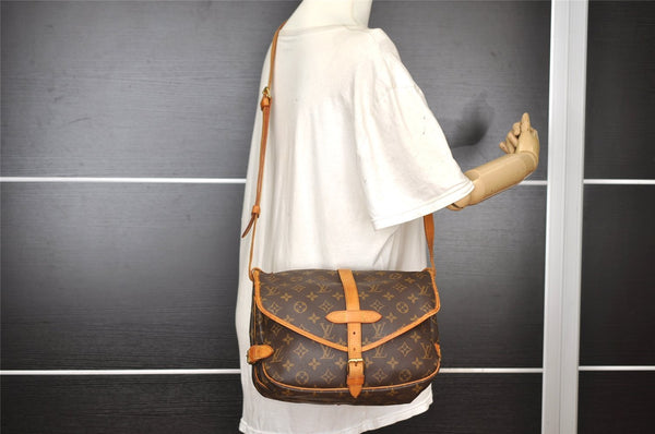 Authentic Louis Vuitton Monogram Saumur 30 Shoulder Cross Bag M42256 LV 1454I