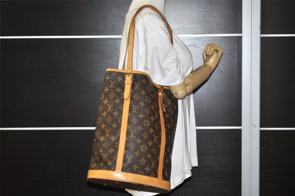Authentic Louis Vuitton Monogram Bucket GM Shoulder Tote Bag M42236 Junk 1455I