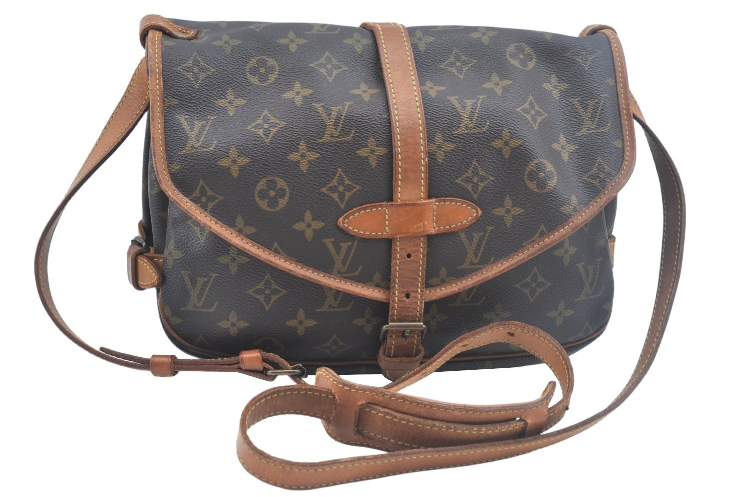 Authentic Louis Vuitton Monogram Saumur 30 Shoulder Cross Bag M42256 LV 1456I