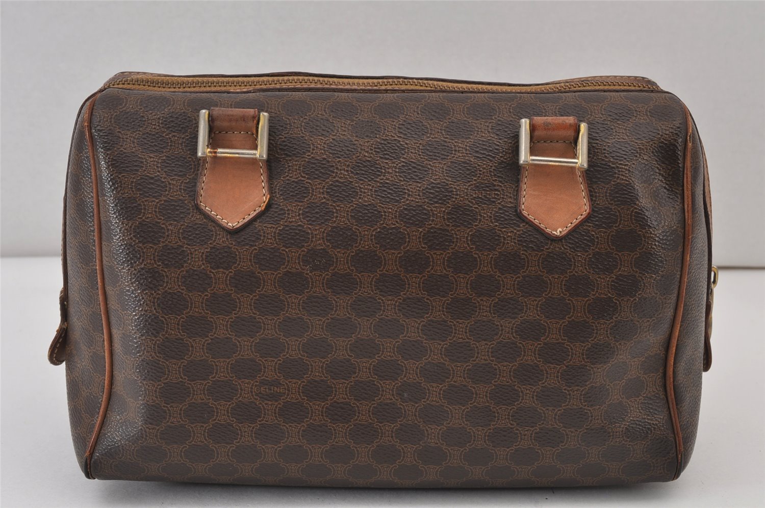 Authentic CELINE Macadam Blason Pattern Clutch Bag PVC Leather Brown Junk 1456K