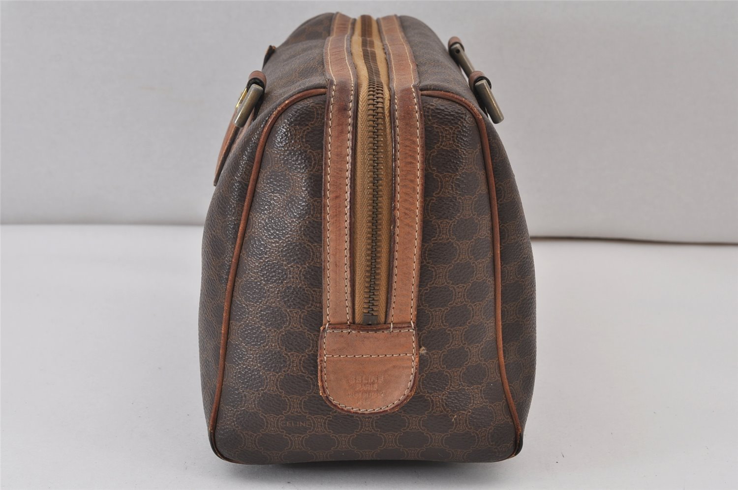 Authentic CELINE Macadam Blason Pattern Clutch Bag PVC Leather Brown Junk 1456K