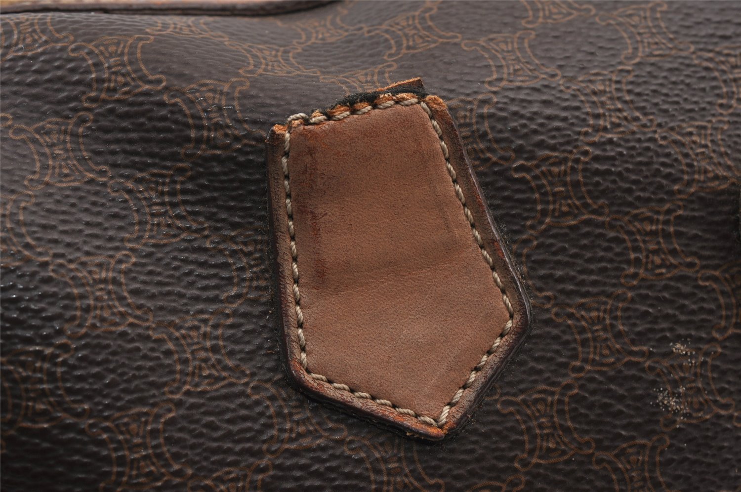 Authentic CELINE Macadam Blason Pattern Clutch Bag PVC Leather Brown Junk 1456K