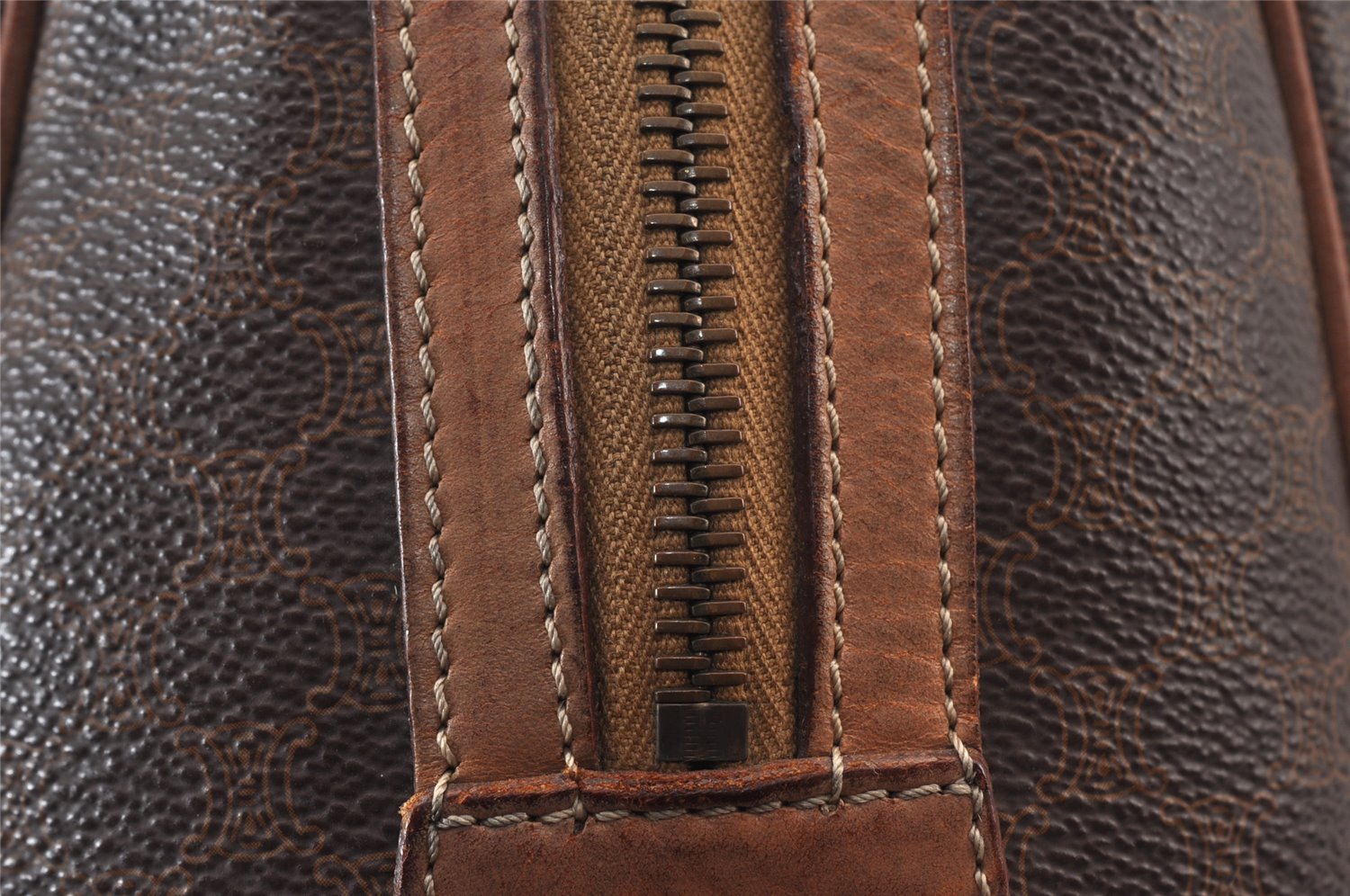 Authentic CELINE Macadam Blason Pattern Clutch Bag PVC Leather Brown Junk 1456K