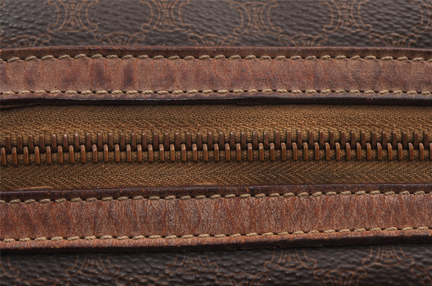 Authentic CELINE Macadam Blason Pattern Clutch Bag PVC Leather Brown Junk 1456K