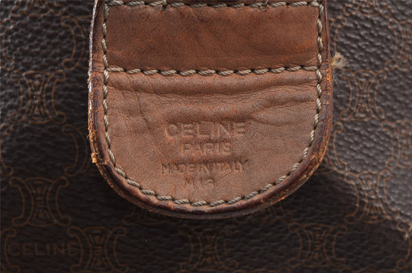 Authentic CELINE Macadam Blason Pattern Clutch Bag PVC Leather Brown Junk 1456K