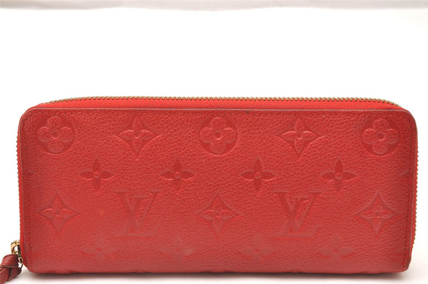 Authentic Louis Vuitton Empreinte Portefeuille Clemence Wallet M60169 Red 1457J