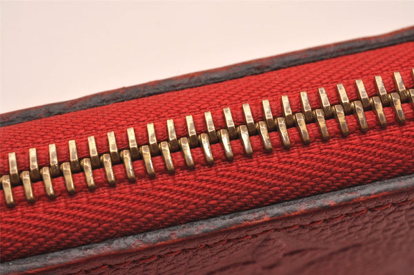 Authentic Louis Vuitton Empreinte Portefeuille Clemence Wallet M60169 Red 1457J