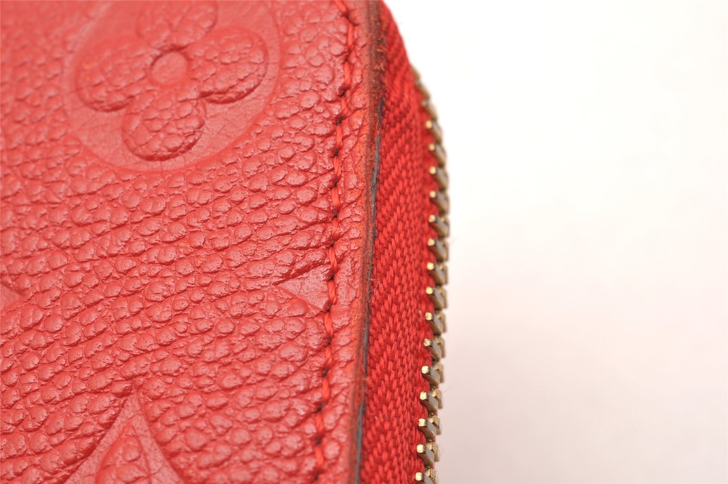 Authentic Louis Vuitton Empreinte Portefeuille Clemence Wallet M60169 Red 1457J
