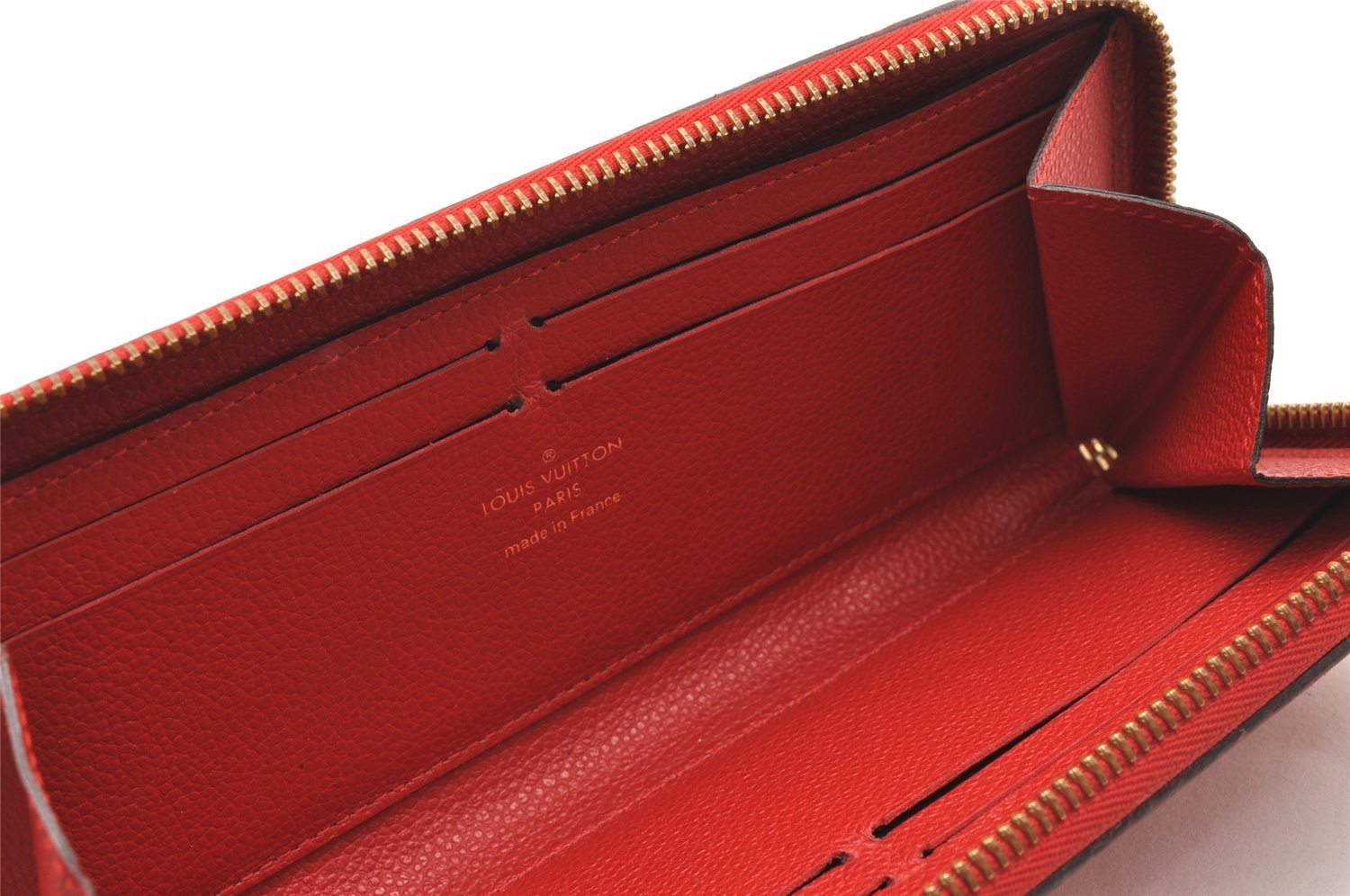 Authentic Louis Vuitton Empreinte Portefeuille Clemence Wallet M60169 Red 1457J