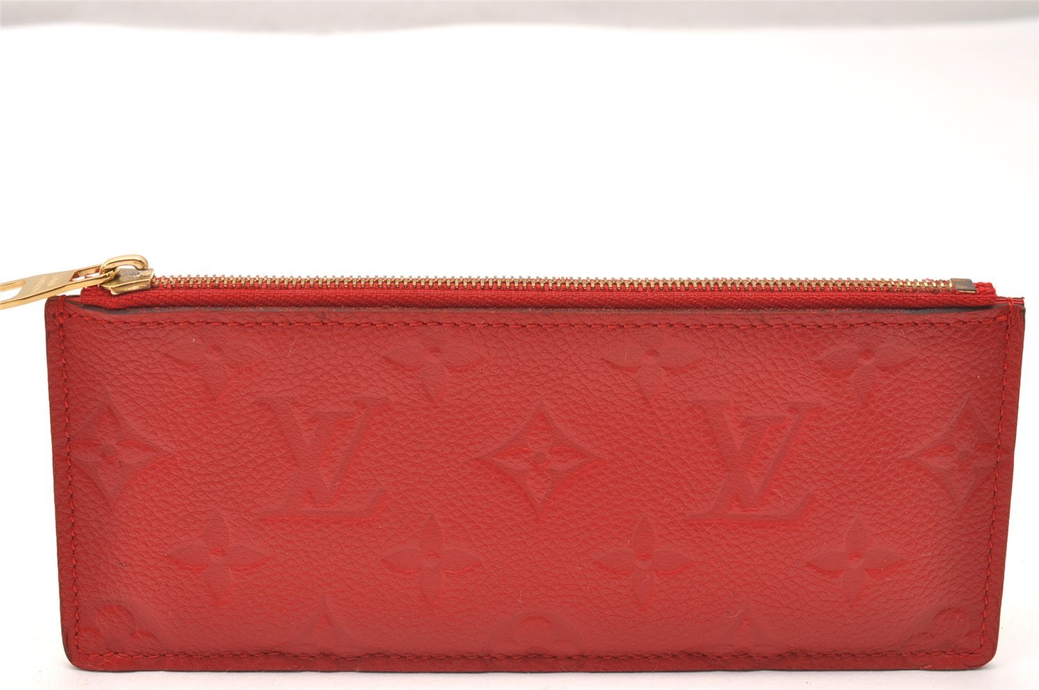 Authentic Louis Vuitton Empreinte Portefeuille Clemence Wallet M60169 Red 1457J