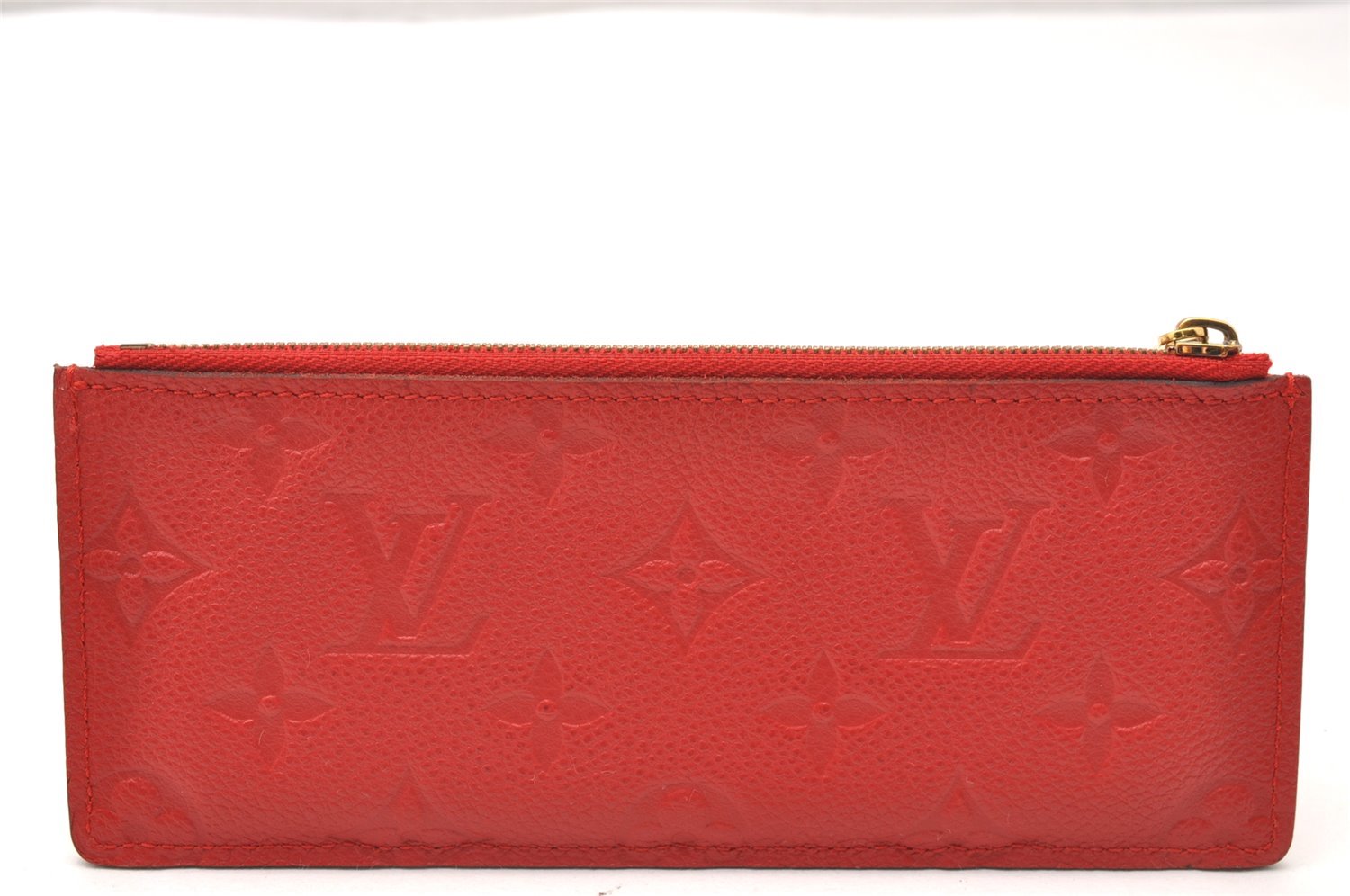 Authentic Louis Vuitton Empreinte Portefeuille Clemence Wallet M60169 Red 1457J