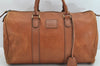 Authentic Burberrys Vintage Leather Hand Boston Bag Purse Brown 1457K