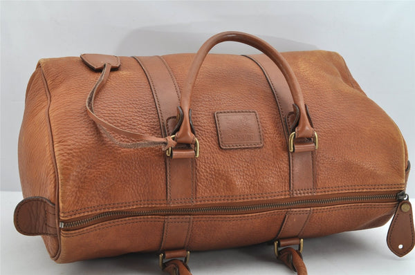 Authentic Burberrys Vintage Leather Hand Boston Bag Purse Brown 1457K