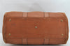 Authentic Burberrys Vintage Leather Hand Boston Bag Purse Brown 1457K