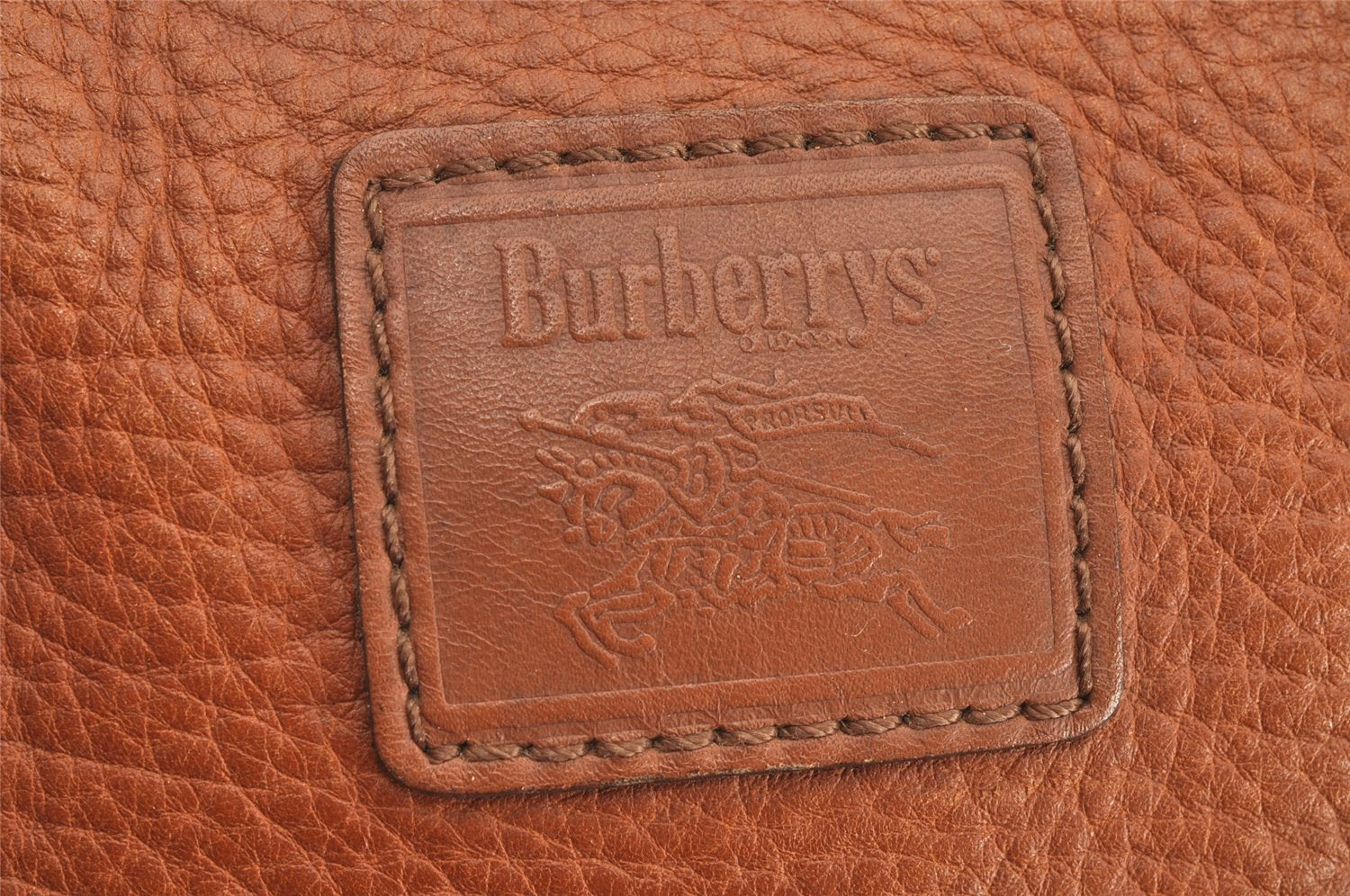Authentic Burberrys Vintage Leather Hand Boston Bag Purse Brown 1457K