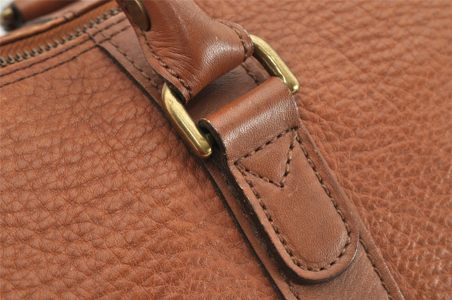 Authentic Burberrys Vintage Leather Hand Boston Bag Purse Brown 1457K