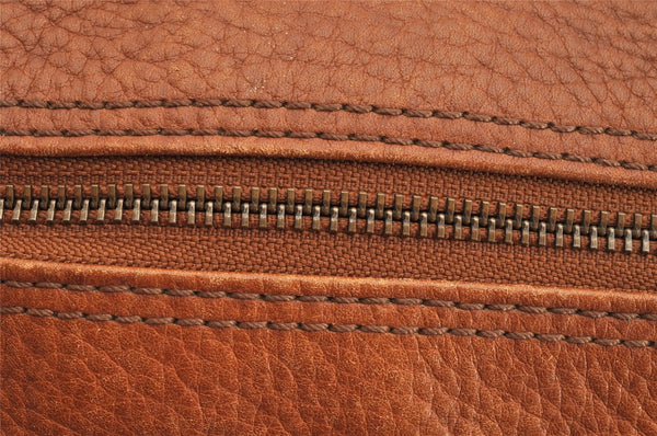 Authentic Burberrys Vintage Leather Hand Boston Bag Purse Brown 1457K