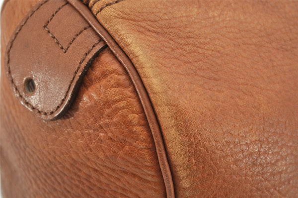 Authentic Burberrys Vintage Leather Hand Boston Bag Purse Brown 1457K