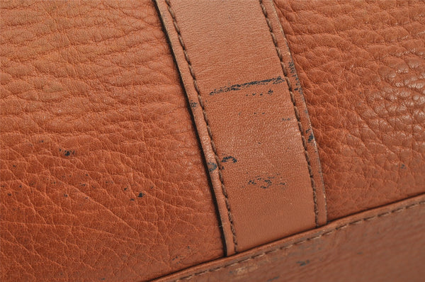 Authentic Burberrys Vintage Leather Hand Boston Bag Purse Brown 1457K