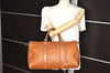 Authentic Burberrys Vintage Leather Hand Boston Bag Purse Brown 1457K