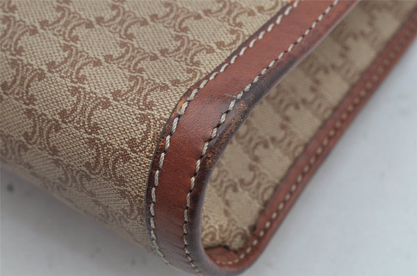 Authentic CELINE Macadam Blason Pattern Clutch Hand Bag PVC Leather Brown 1458K