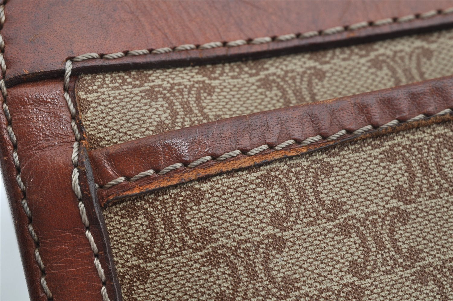 Authentic CELINE Macadam Blason Pattern Clutch Hand Bag PVC Leather Brown 1458K