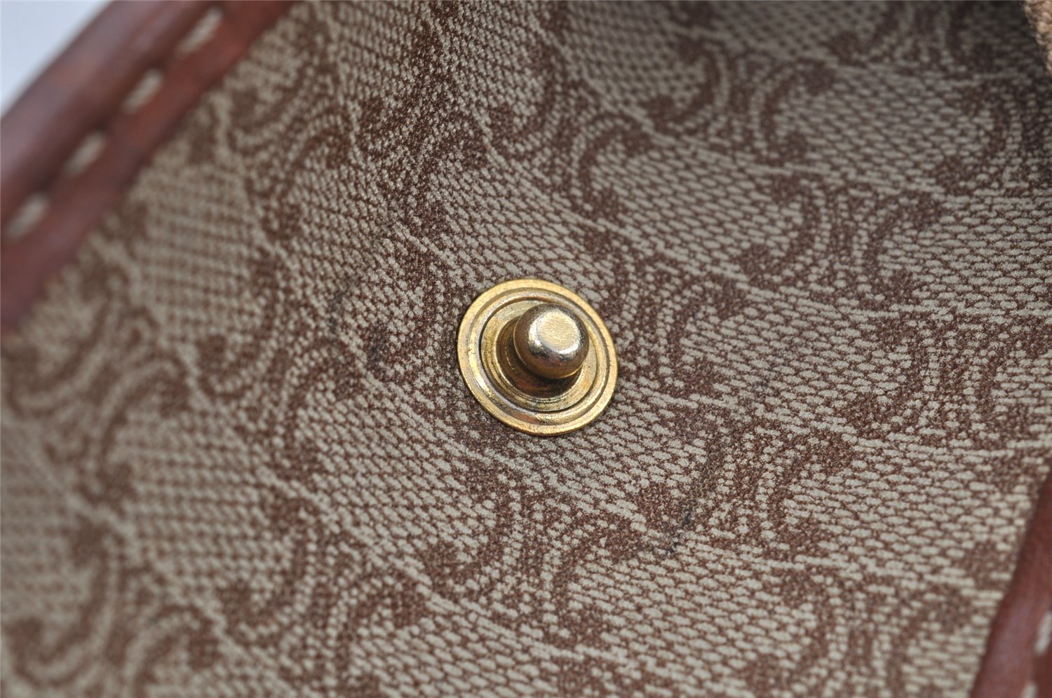 Authentic CELINE Macadam Blason Pattern Clutch Hand Bag PVC Leather Brown 1458K