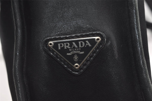 Authentic PRADA Vintage Nylon Tessuto Leather Shoulder Bag Purse Black 1461J