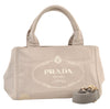 Authentic PRADA Vintage Canapa M Denim 2Way Shoulder Hand Bag Beige 1462K