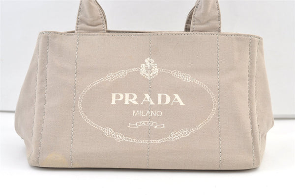 Authentic PRADA Vintage Canapa M Denim 2Way Shoulder Hand Bag Beige 1462K