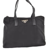 Authentic PRADA Vintage Nylon Leather Tote Hand Bag Black 1464K